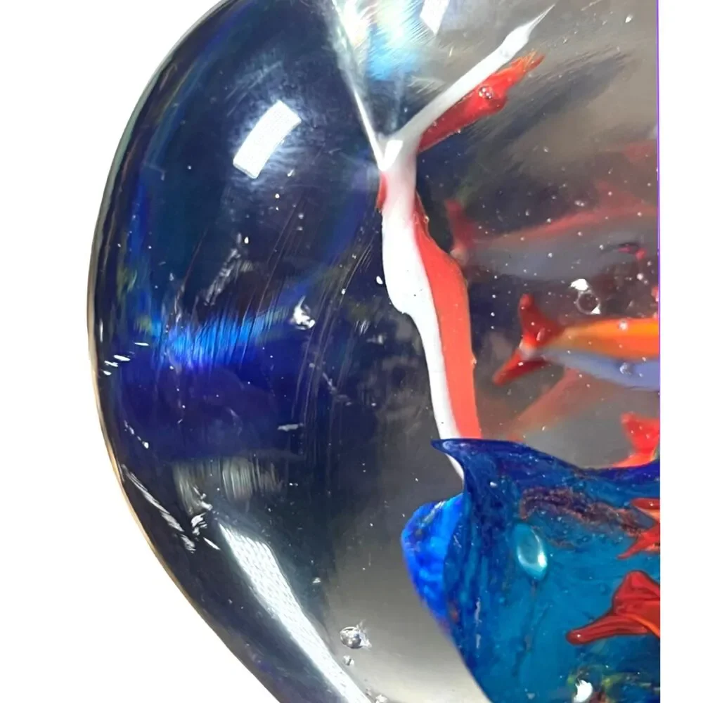 Art Glass Fish Aquarium Paperweight Sculpture Murano Style 5.5